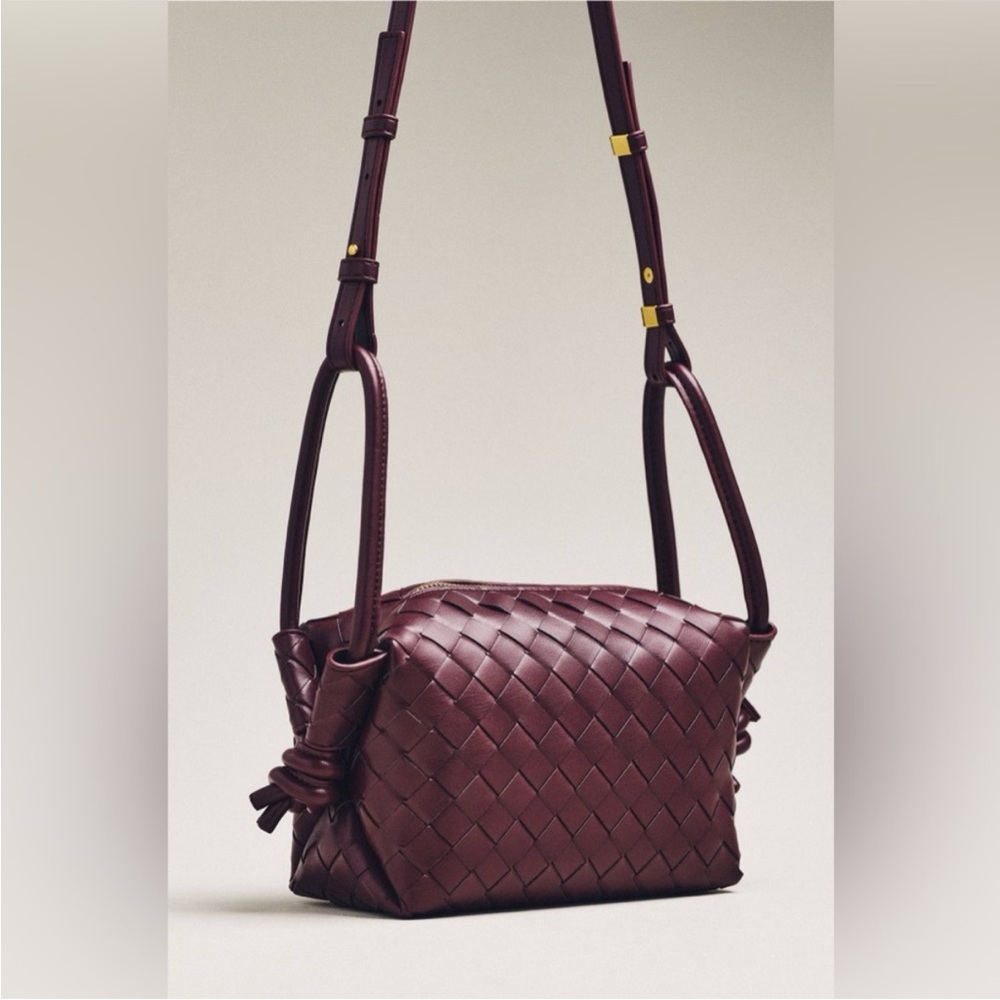 Anthropologie Loop Strap Woven Crossbody Bag - Color Wine